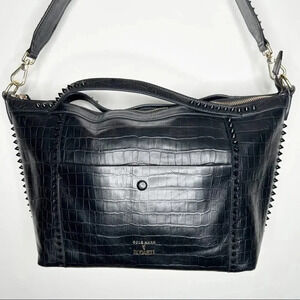 Cole Haan Rodarte Black Croc-Embossed Satchel purse